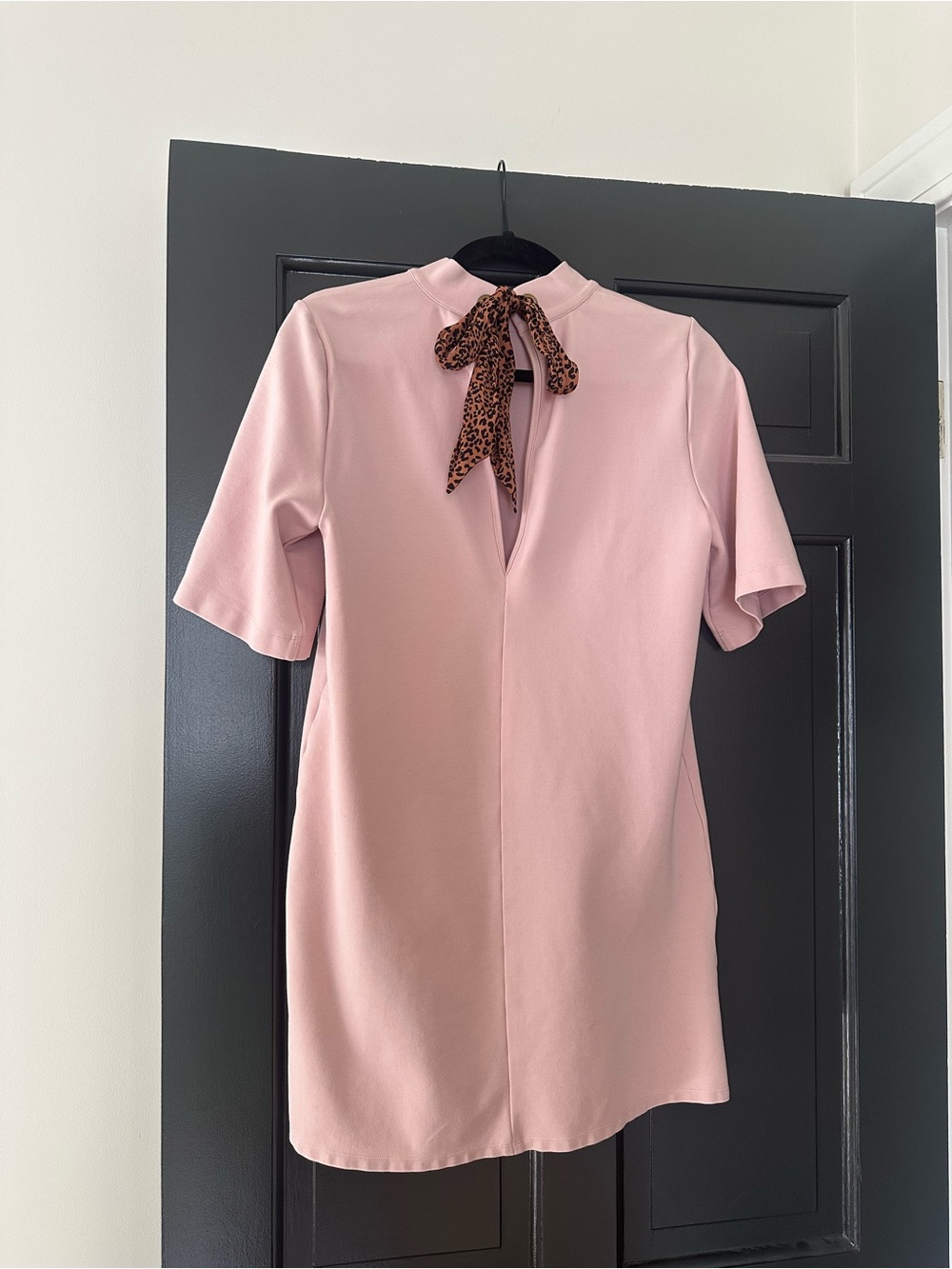 Free People West Hill Blush Pink Mini Dress Leopard Tie Back S - Picture 4 of 12
